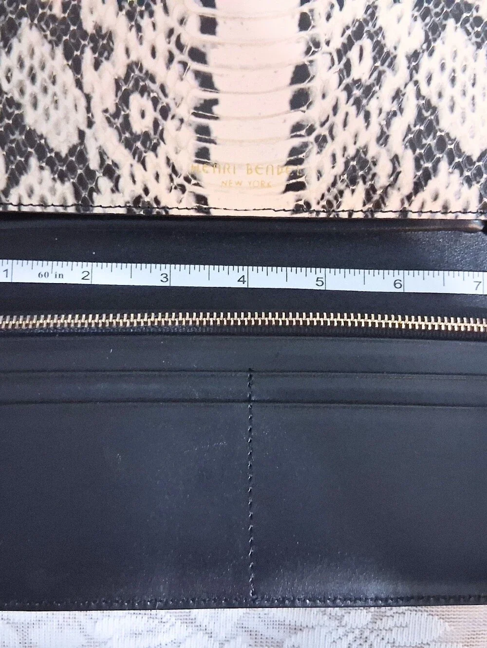 Henri Bendel LeatherUptown Organizer Wallet Snakeskin And Black Leather